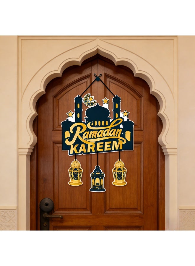 1 PCS Ramadan Door Decor Hanging Ornament, Ramadan Mubarak Decorations, Ramadan Kareem Decor Paper, Moon Star Lantern Sheep Decorations for Doors, Walls, Eid Al Adha Party Supplies - Image 5